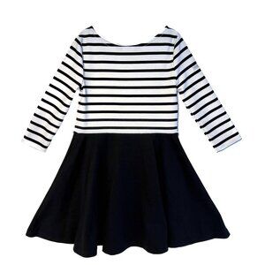 Polo Ralph Lauren Black and White Striped Jersey-Ponte Dress Size 7
